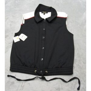 Juicy Couture Jacket Womens Small Black White Colorblock Collared Snap Front NEW